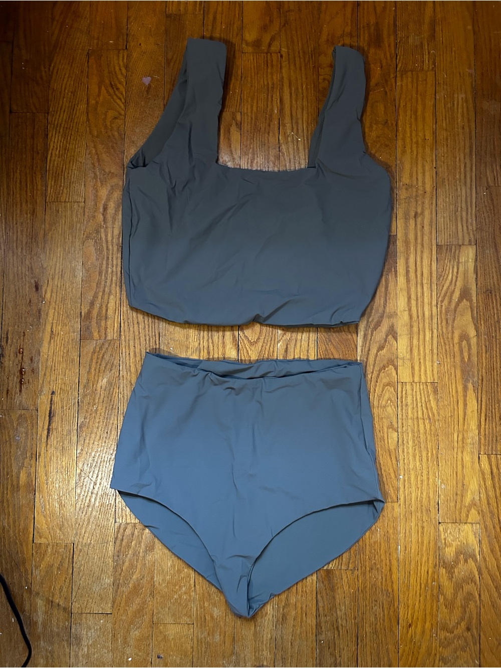 High-Waist Two-Piece Swim Set in Slate Gray by Numbat